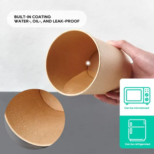 Miniatura 4 de JOLLY PARTY Paquete de 25 envases de papel para sopa con tapas de 32 onzas, vasos desechables de papel para comida, vasos para helado