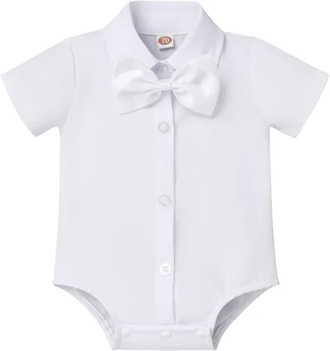 Miniatura 3 de IBTOM CASTLE Traje de bautizo para bebé, traje formal con corbatín, chaleco, pantalones cortos, esmoquin de boda, conjunto de caballero