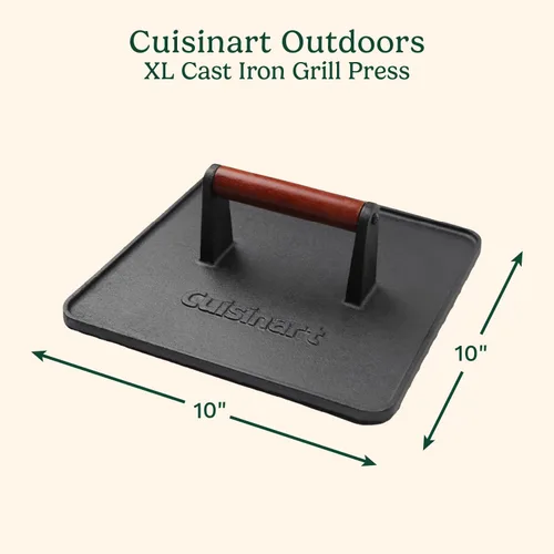 Miniatura 2 de Cuisinart Prensa de Parrilla XL de Hierro Fundido, 10" x 10" Prensa de Servicio Pesado Antiadherente para Hamburguesas Smash y Bistec con Mango