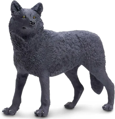 Safari Ltd. Figura de lobo negro, figura realista de 5.3 pulgadas, juguete educativo para niños, niñas y niños a partir de 1 año