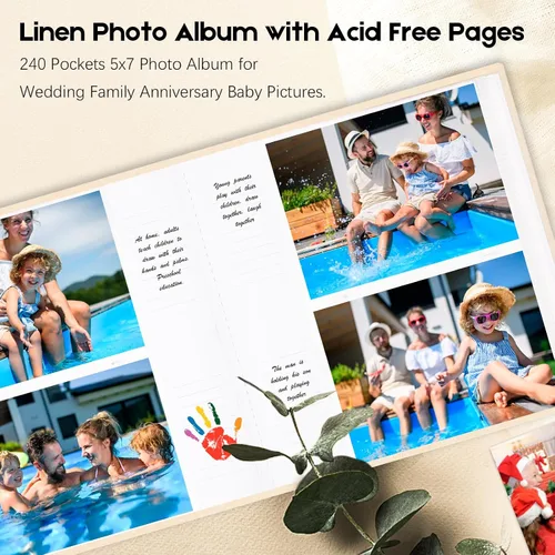 Miniatura 4 de Aevdor - Álbum de fotos 5x7 con 240 bolsillos y espacio para escribir, álbum de fotos de gran capacidad 5x7 con capacidad para 240 fotos, libro