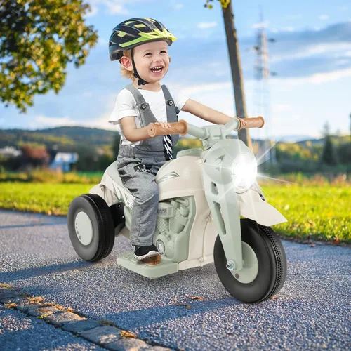 Miniatura 2 de Honey Joy Motocicleta de juguete, motocicleta para niños pequeños de 6 V con burbujas, luz LED, música, pedal de pie, adelante/atrás, motocicleta