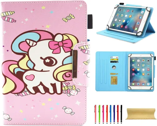 Miniatura 13 de Funda universal para tablet de 7 pulgadas, piel sintética [ranuras para tarjetas], cubierta magnética, para Samsung Galaxy Tab E/Tab A 7.0, Fire 7