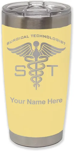 Miniatura 14 de LaserGram Vaso aislado al vacío de 20 onzas, ST Surgical Technologist, grabado personalizado incluido (gris)