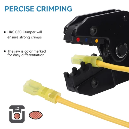 Miniatura 5 de HKS Conector de desconexión rápida de pala hembra de nailon, 100 unidades, color amarillo, kit de conectores de cable eléctrico de 12-10 AWG, cobre