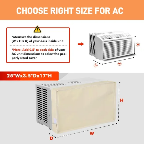 Miniatura 2 de Cubiertas de aire acondicionado para interior de 25 pulgadas de ancho x 17 pulgadas de alto x 3.5 pulgadas de profundidad, resistentes al viento e