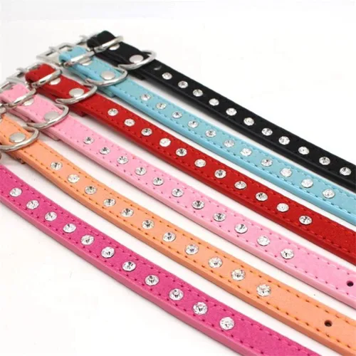 Miniatura 6 de Collares de perro con rines rosa para perros medianos, bonitos collares de cachorro de diamante con cristales brillantes y pedrería para perritas