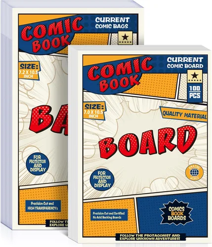 Miniatura 9 de 100 bolsas de cómics de tamaño actual, bolsas de cómics de 7.2 x 10.5 pulgadas, transparentes, sin ácidos y reutilizables, para cómics regulares