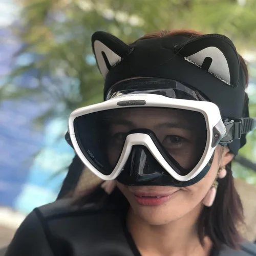 Miniatura 5 de Diadema de buceo con orejas de gato, diadema de natación para mujeres y niños, capucha de neopreno de 0.079 pulgadas (0.079 in), mantiene el agua