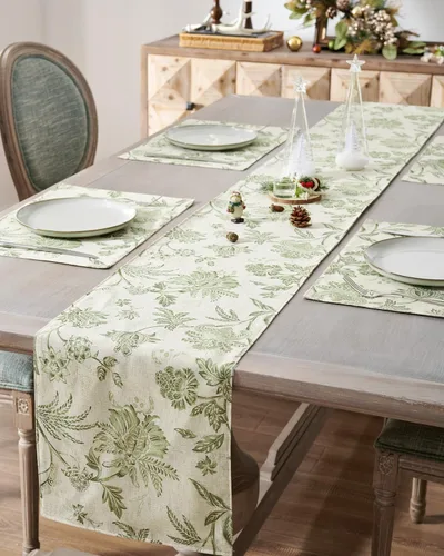 Miniatura 17 de jinchan Camino de mesa de lino floral para cocina, granja, 13 x 90 pulgadas, para isla de cocina, mesa de comedor, decoración interior y exterior, 1
