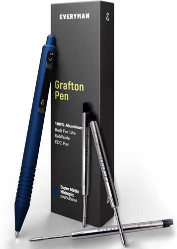 Miniatura 26 de Everyman Black Grafton - Bolígrafo de gel recargable súper mate de clic completo Herramienta de escritura EDC duradera con agarre profundo Flujo