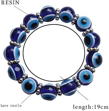 Miniatura 5 de Juego de 4 pulseras elásticas de cuentas de cristal turco contra el mal de ojo, amuleto de protección de hebras de cristal, amuleto de Fatima Hamsa