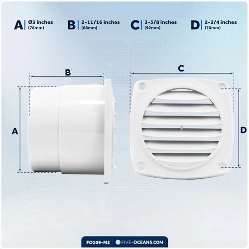 Miniatura 7 de Five Oceans Ventilación de lancha – Ventilación de manguera con listones ranurados, ventilación de cubierta de barco, manguera de aire a través