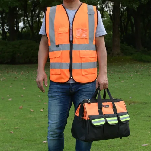 Miniatura 3 de zojo Chalecos de seguridad de alta visibilidad con bolsillos, para trabajos al aire libre, ciclismo, correr, caminar, deportes, se adapta a hombres