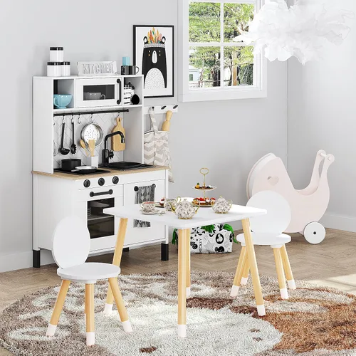 Miniatura 9 de UTEX Juego de mesa para niños con 2 sillas para niños pequeños, niños, niñas, juego de mesa y sillas para niños de 3 piezas, color blanco