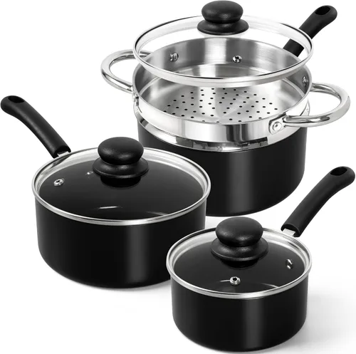 Miniatura 12 de MICHELANGELO Juego de sartenes antiadherentes, cacerola de cerámica con tapa, olla multiusos con tapa, sartenes no tóxicas, 1 cuarto de galón, blanco