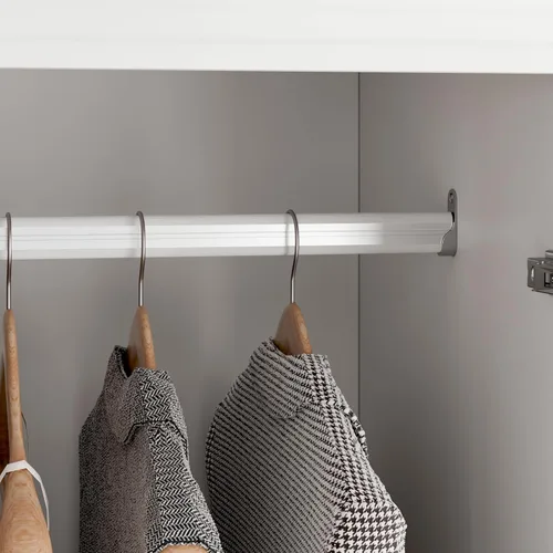 Miniatura 5 de AIEGLE Armario esquinero con cajones, armario de abrigo blanco con puertas, armario alto moderno con barra para colgar para dormitorio