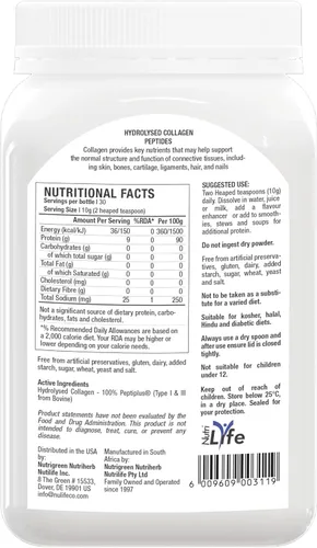 Miniatura 2 de Péptidos de colágeno 100% sin sabor 200 gramos (7 oz)
