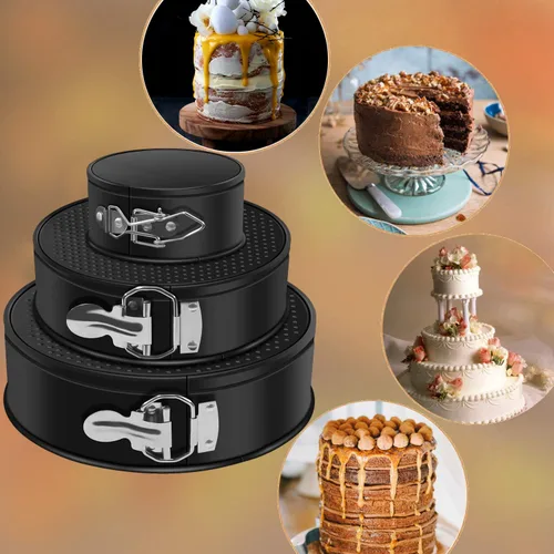 Miniatura 6 de MASSUGAR Molde desmontable de 4, 7 y 9 pulgadas, sartén antiadherente a prueba de fugas, moldes de primavera para tartas de queso, moldes redondos