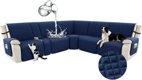 Miniatura 92 de Arfntevss Fundas para sofá seccional reclinable para sofá seccional en forma de L, funda antideslizante lavable para sofá reclinable con forma de L