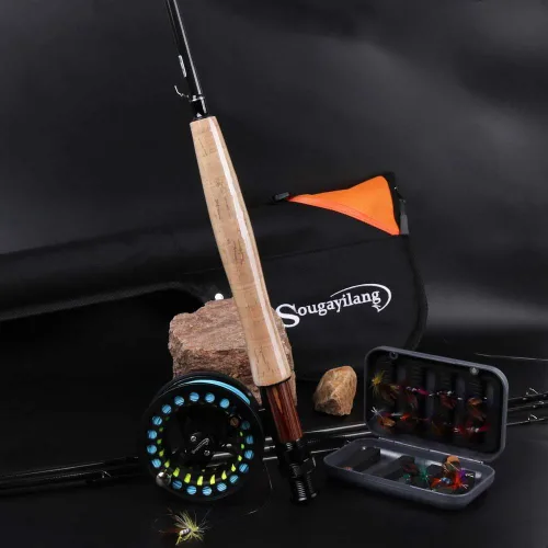 Miniatura 8 de Kit de caña y carrete Sougayilang para pesca con mosca en agua dulce y en agua salada