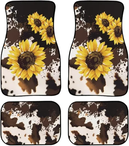 Miniatura 9 de 70S 80S Alfombra de suelo de automóvil con flores hippie y margaritas, 4 piezas, accesorio hippie para automóvil para mujeres, almohadilla de suelo