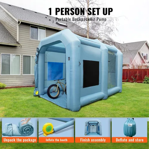 Miniatura 5 de VEVOR - Carpa inflable para pintar con pistola de 13x10x9 pies, cabina de pulverización inflable, carpa de pistola de pintura para automóviles