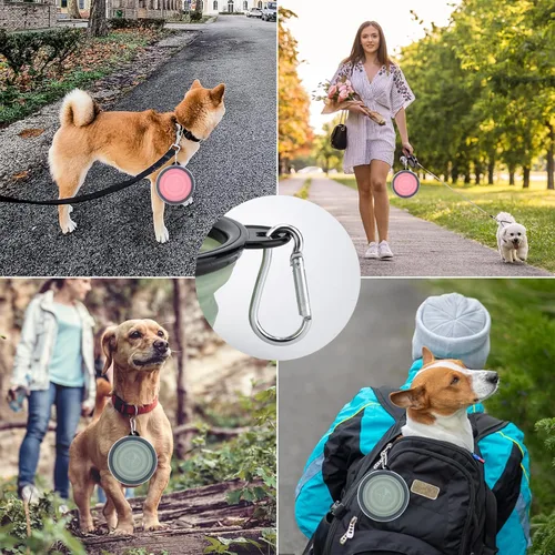 Miniatura 5 de SLSON Comedero plegable para mascotas, paquete de 2 cuencos para perros con tapas de cubierta, cuenco portátil plegable para agua para gatos