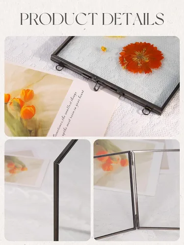 Miniatura 7 de REDHUGO Marcos de flores prensadas para colgar, marco flotante de doble vidrio hecho a mano, marco de vidrio para flores prensadas, marco de fotos