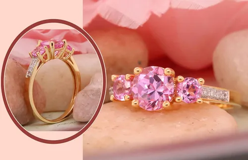 Miniatura 3 de Dazzlingrock Collection Anillo de compromiso de tres piedras preciosas creadas en laboratorio con diamante blanco natural para mujer, anillo