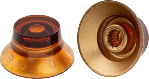 Miniatura 5 de Musiclily Pro Inch USA LP - Perillas finas de campana de 24 líneas para guitarra eléctrica Les Paul CTS Macetas, color ámbar (juego de 4)
