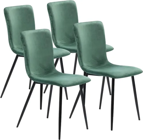 Miniatura 13 de FurnitureR Juego de 2 sillas de comedor, silla auxiliar tapizada de gamuza con respaldo medio, asiento suave y patas de metal resistentes para Marrón
