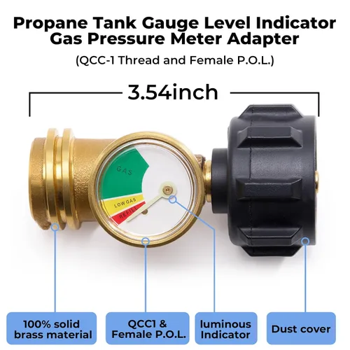 Miniatura 2 de Paquete de 2 indicadores de nivel de tanque de propano, detector de fugas, medidor de presión de gas universal para caravana, cilindro, parrilla