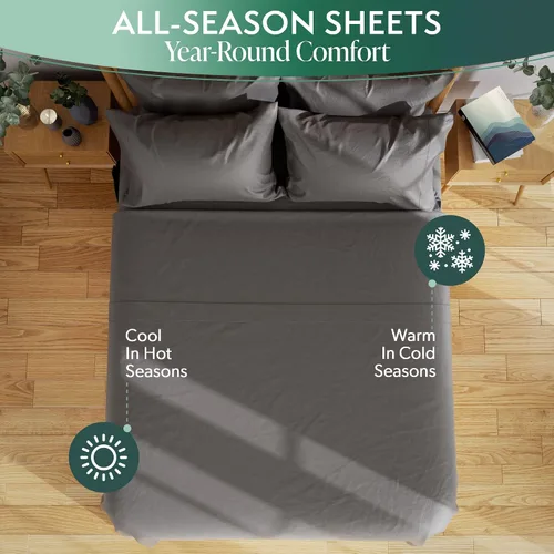Miniatura 5 de DREAMCARE Sábanas 100% eucalipto, sábanas matrimoniales, Tencel, Lyocell Juego de sábanas frescas para personas que duermen con calor