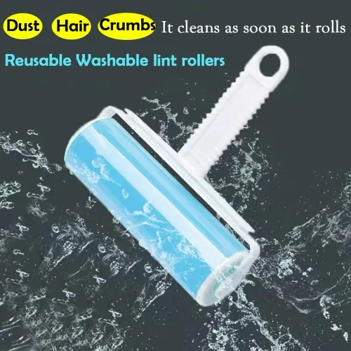 Miniatura 5 de Rodillo de pelusa de viaje reutilizable, paquete de 3, rodillo lavable compacto removedor de pelo de mascotas con cubierta para ropa, pelo