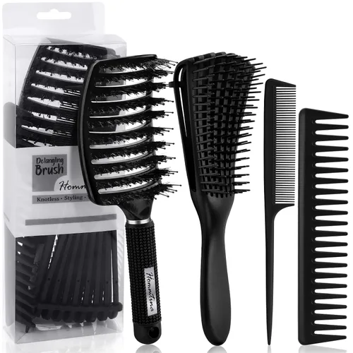 Miniatura 10 de Hommtina Juego de cepillos desenredantes con botella de spray para cabello rizado, juego de cepillos para botellas para mujeres y niños