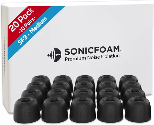 Miniatura 17 de SONICFOAM (SF2 Medium Negro) Puntas de auriculares de espuma viscoelástica para auriculares con diámetro de altavoz 0.173-0.224 in