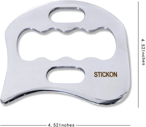 Miniatura 6 de STICKON Herramienta de masaje de raspado Gua Sha de acero inoxidable, herramientas IASTM, gran herramienta de movilización de tejidos blandos