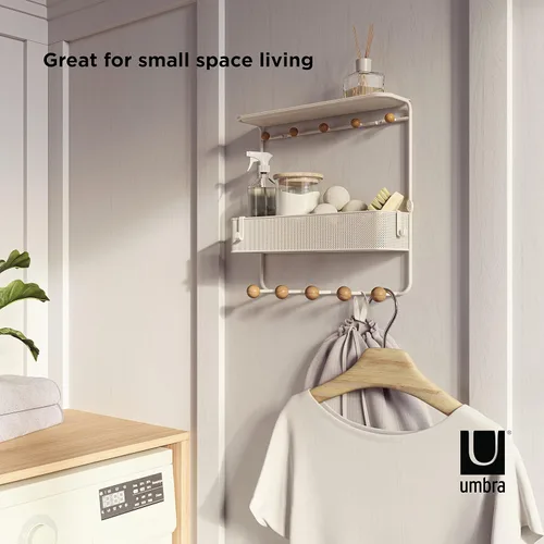 Miniatura 6 de Umbra Estique - Organizador de entrada con ganchos y estantes, con estante, color blanco (paquete de 3)