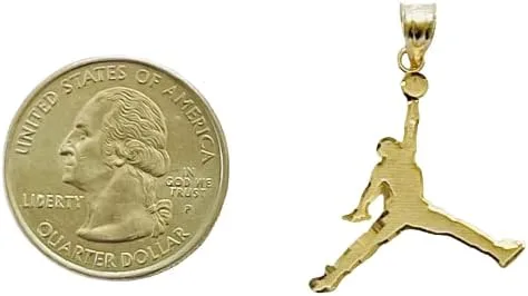 Miniatura 4 de Dije de oro amarillo macizo de 10 quilates con corte de diamante Jordan Jump Man