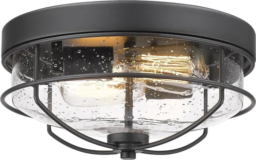 HWH INVESTMENT Lámparas de techo de montaje empotrado, lámpara de techo de 12 pulgadas de 2 luces estilo granja cerca del techo con pantalla de