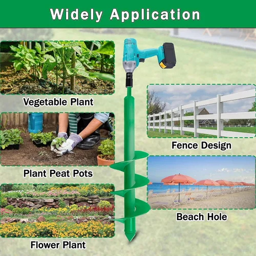 Miniatura 6 de Broca de taladro para plantar, taladro de tierra de jardín de 4 x 25 pulgadas, agujero en espiral para plantación rápida de plantas de semillero