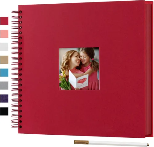 Miniatura 30 de Álbum de fotos para scrapbook DIY de 10 x 10 pulgadas con cubierta de diseño de ventana, 80 páginas, libro de recuerdos de papel para manualidades
