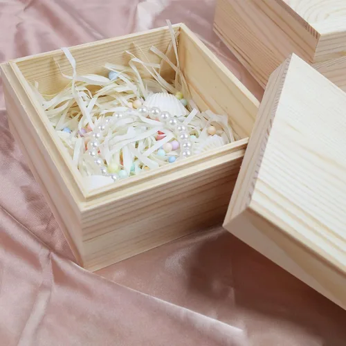 Miniatura 9 de MY MIRONEY 2 cajas de almacenamiento de madera sin terminar con tapa superior de 5.91 x 5.91 pulgadas, caja cuadrada de madera de pino