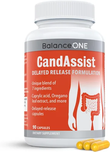 Balance ONE Candida Cleanse Suplemento de apoyo para mujeres y hombres – Apoyo digestivo con ácido caprílico, orégano, berberina y ácido
