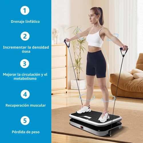 Miniatura 4 de Máquina de ejercicios de placa de vibración vertical lineal, plataforma de cuerpo entero de 50 a 60 Hz con asas push-up, 120 velocidades, 0.118 in