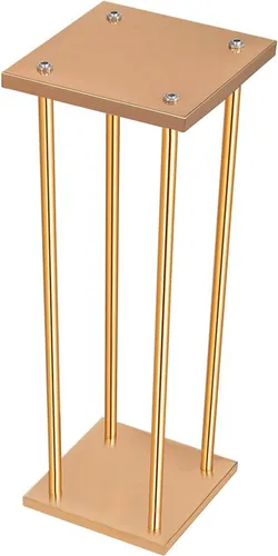 Miniatura 6 de 10 piezas de soporte de flores de boda soporte de metal para jarrón con platos, columna de metal dorado rectangular de 7.87 x 7.8 pulgadas, 7 x 23.6