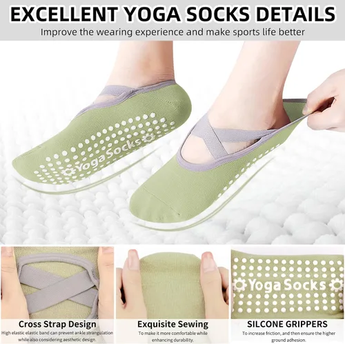 Miniatura 32 de Calcetines de yoga con agarre antideslizante para mujer, talla única, para fitness, deporte, danza de calcetines