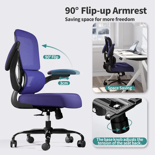 Miniatura 5 de Silla de oficina – Silla de escritorio ergonómica con soporte lumbar ajustable, silla de computadora de malla, silla ejecutiva para oficina en casa