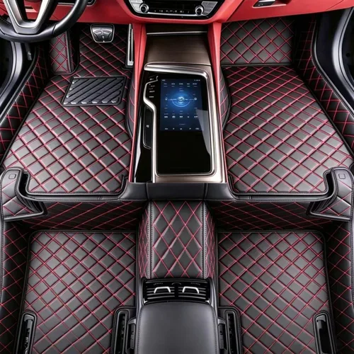Miniatura 18 de Alfombrillas de cuero personalizadas para todo tipo de clima, revestimientos para el suelo de automóviles, SUV, camiones, juego de tapetes Azul